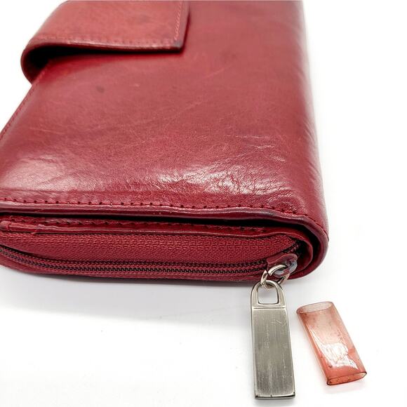 Vintage Pelle Studio Red Genuine Italian Leather Multiple Compartment Wallet - Picture 9 of 12